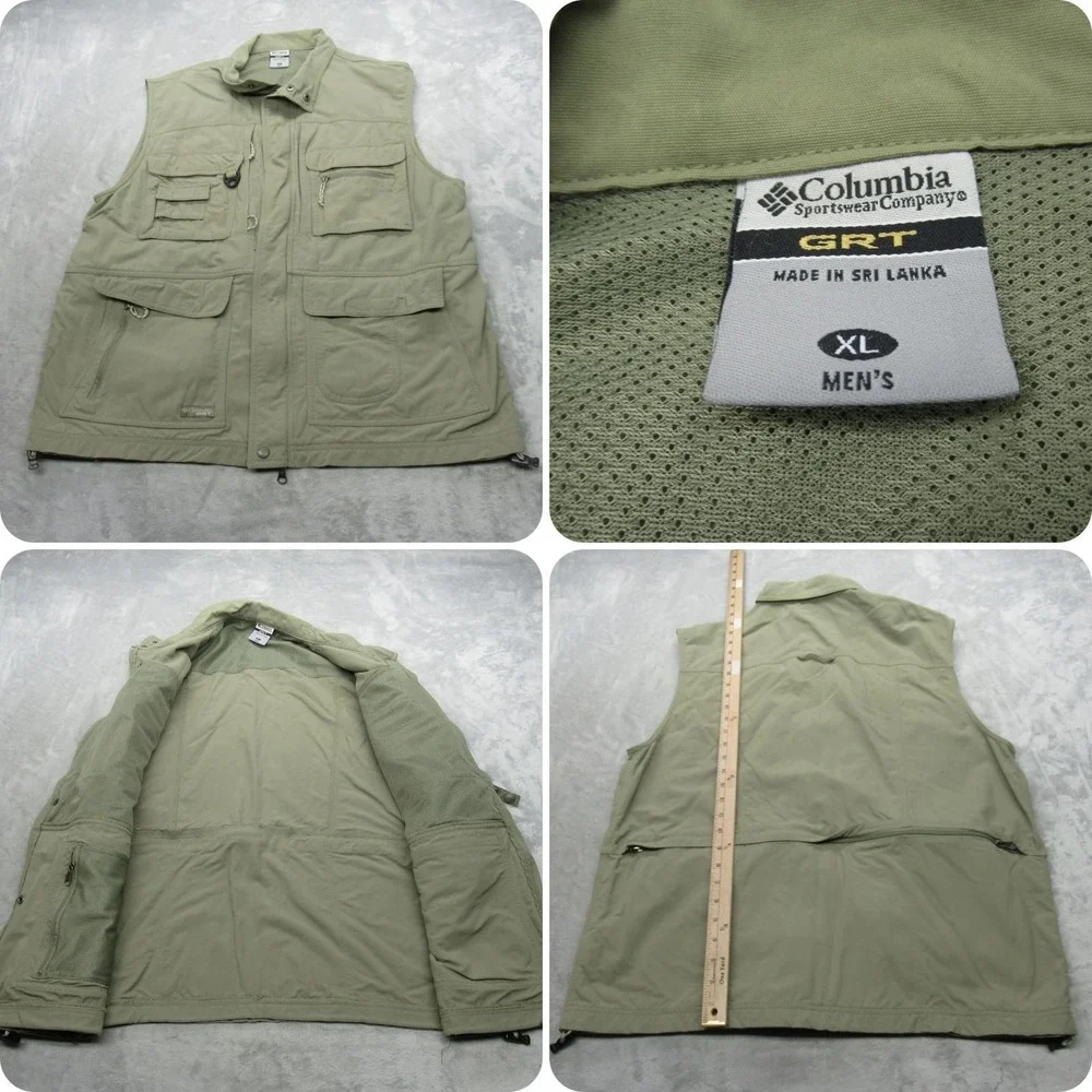Columbia GRT Vest Mens XL Beige Pockets Fishing Hiking Utility Gorpcore Outdoor